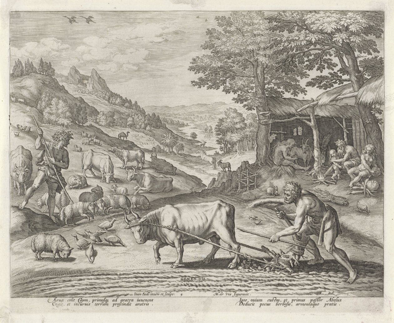 Cain and Abel as Farmer and Shepherd by Johann Sadeler (I)