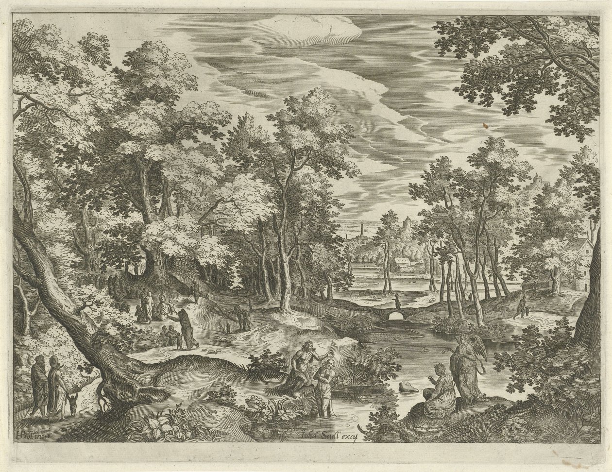 Landscape with the Baptism of Christ (Landscapes with Scenes from the Old and New Testament) by Johann Sadeler (I)