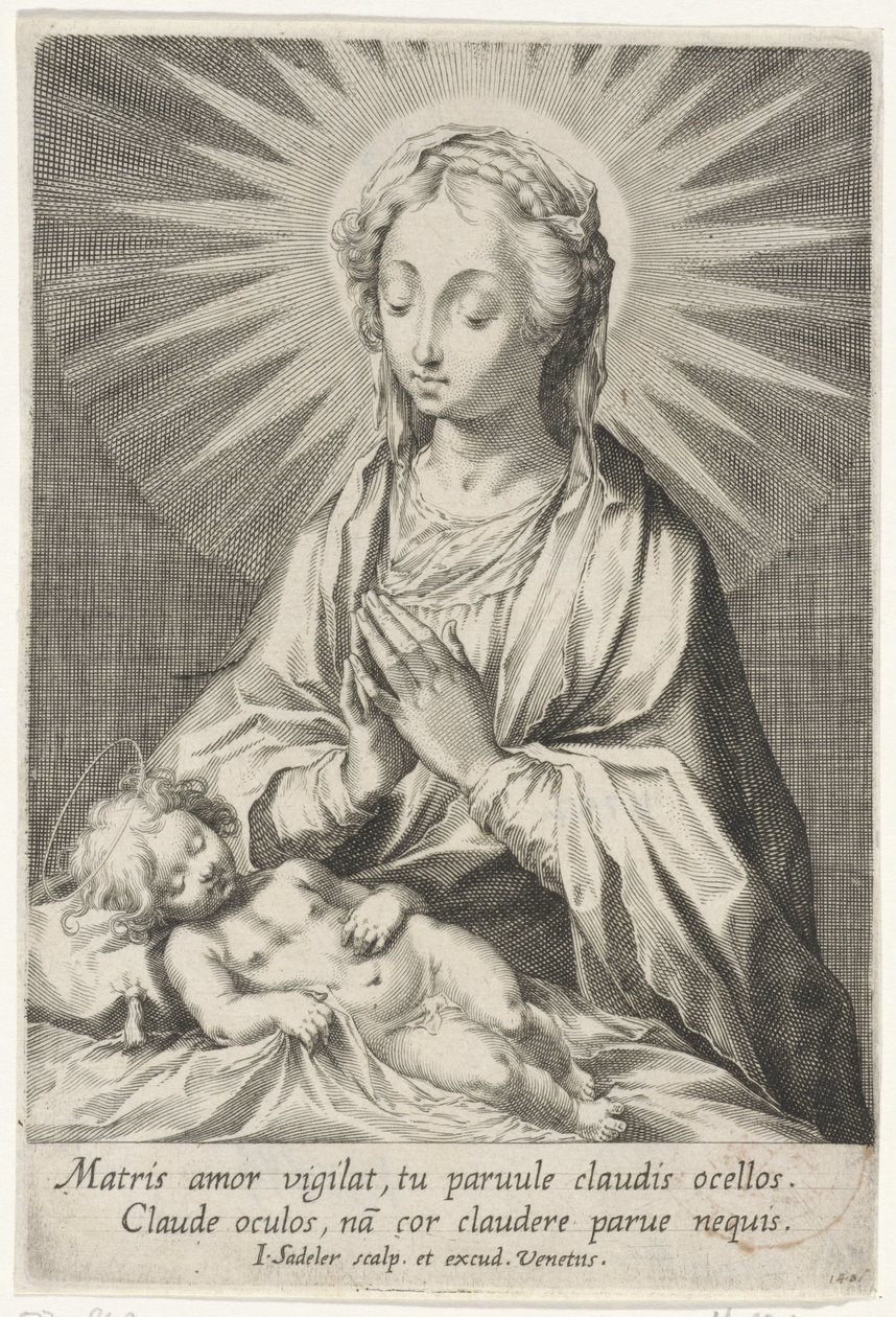 Mary Adoring the Sleeping Christ Child by Johann Sadeler (I)