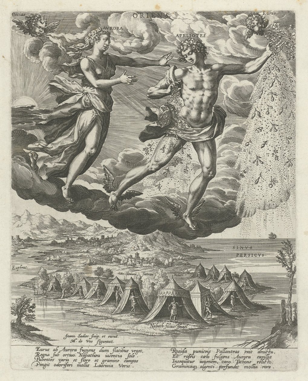 East Wind (series title: The Four Winds) by Johann Sadeler (I)