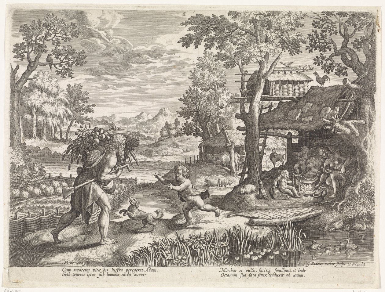 Seth Greets Adam on His Return from the Field by Johann Sadeler (I)