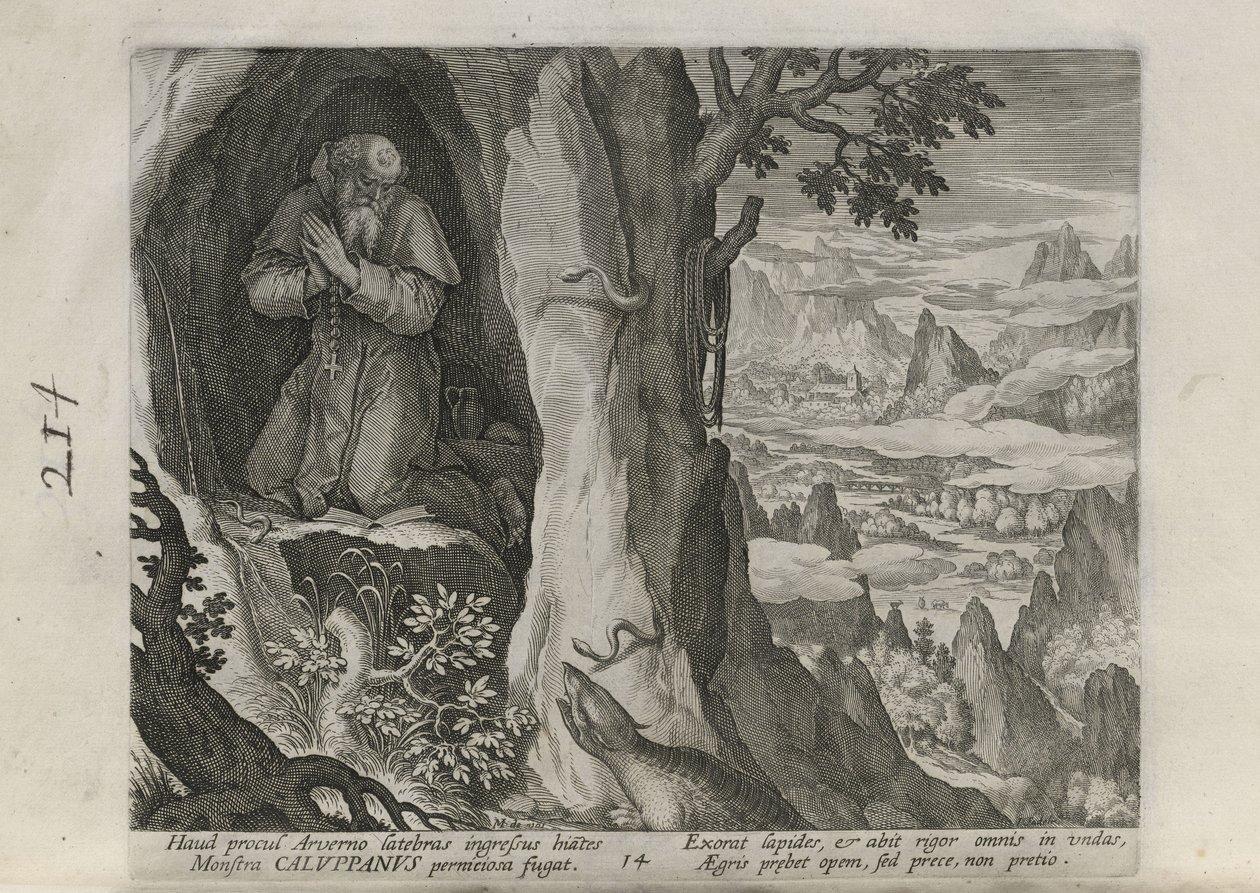 Caluppanus, Plate 14 of 30 from the Series Sylvae Sacrae (Hermits in Landscapes) by Johann Sadeler I