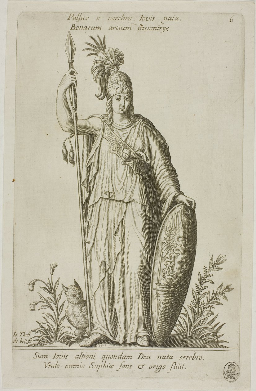 Pallas Athena, Plate 6 from Parnassus Biceps by Johann Theodor de Bry