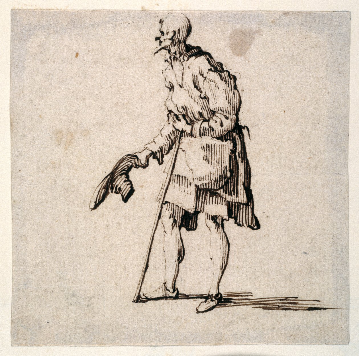 Country Man Standing and Doffing his Cap by Johann Wilhelm Baur