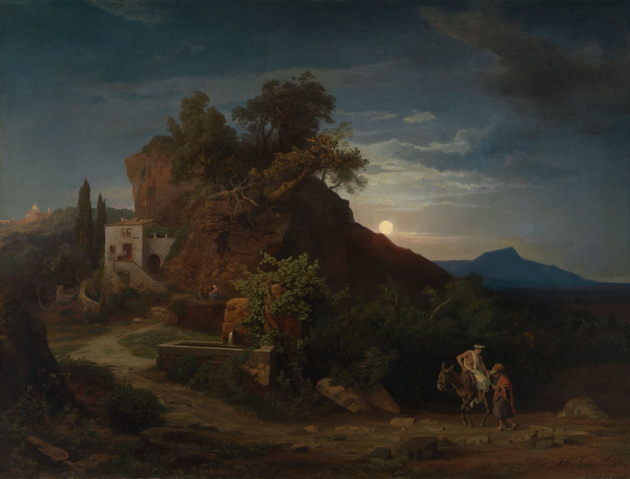 The Night, The Arrival of the Samaritan with the Injured at the Inn by Johann Wilhelm Schirmer