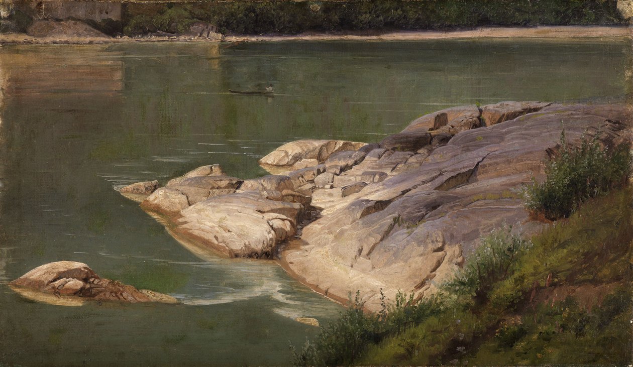 Rocky Riverbank by Johann Wilhelm Schirmer