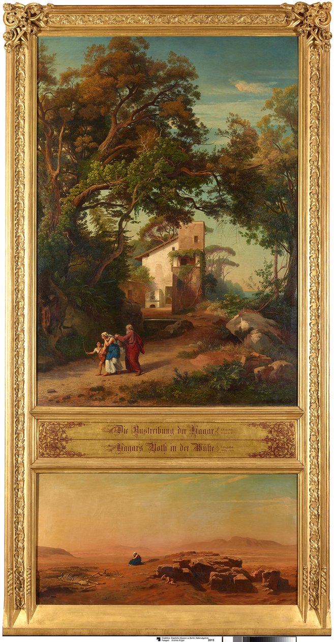 Expulsion of Hagar (above). Hagar in the Desert (below). From the Cycle "Twelve Biblical Landscapes with the Story of Abraham" by Johann Wilhelm Schirmer