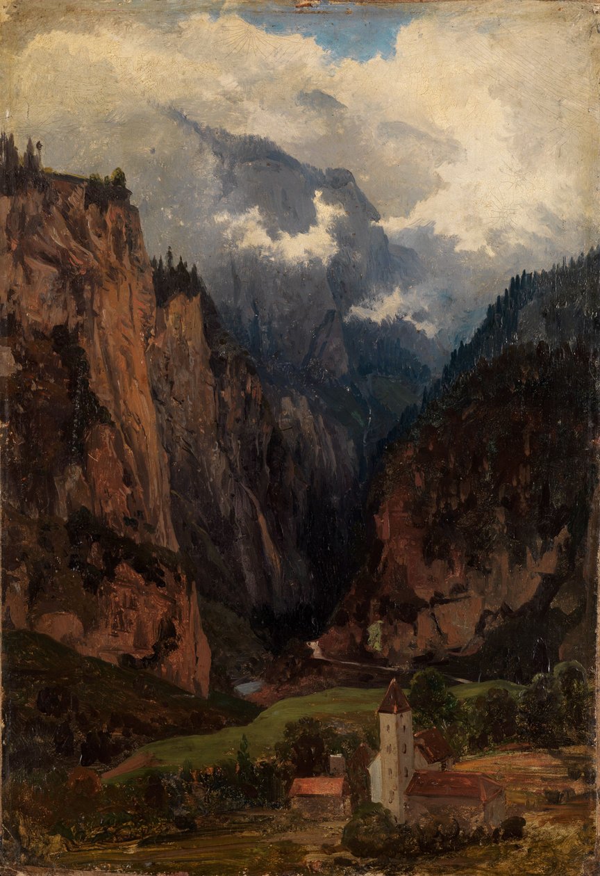Via Mala with Church in the Foreground by Johann Wilhelm Schirmer