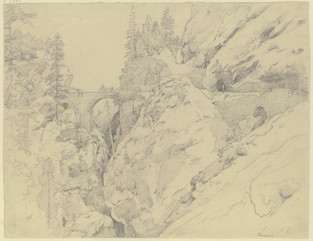 Via Mala, Above the Stone Bridge by Johann Wilhelm Schirmer