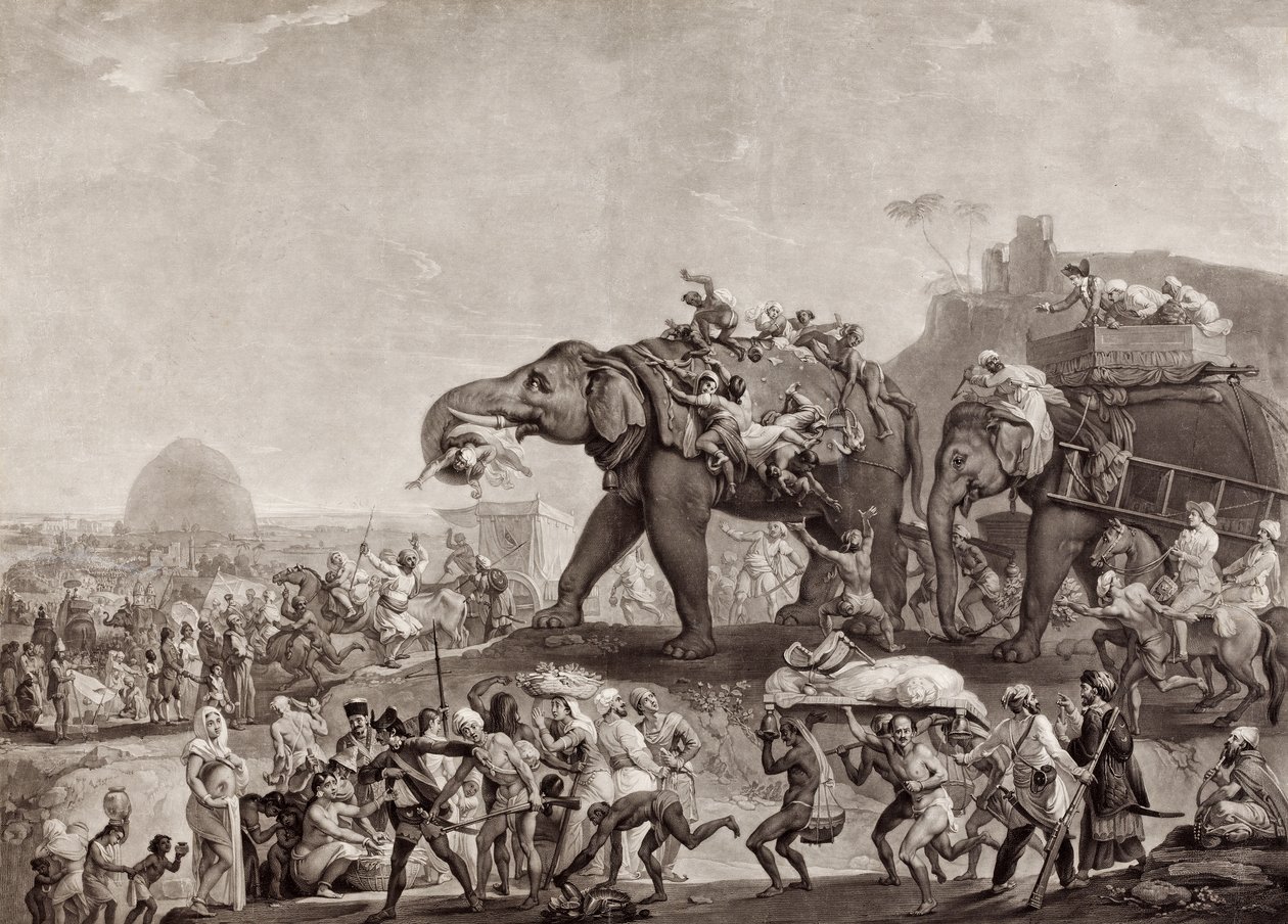 Embassy of Hyderbeck to Calcutta, from the Vizier of Oude, by Way of Patna, in the Year 1788, to Meet Lord Cornwallis, Published c.1800 by Johan Joseph Zoffany