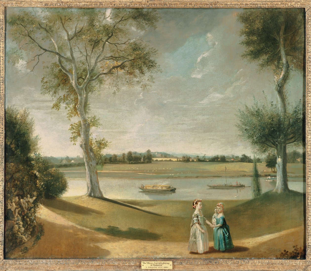 The Misses Garrick by the Thames at Hampton by Johan Joseph Zoffany