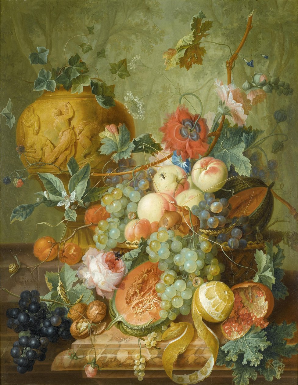 Fruit and Flower Still Life by Johannes Christianus Roedig