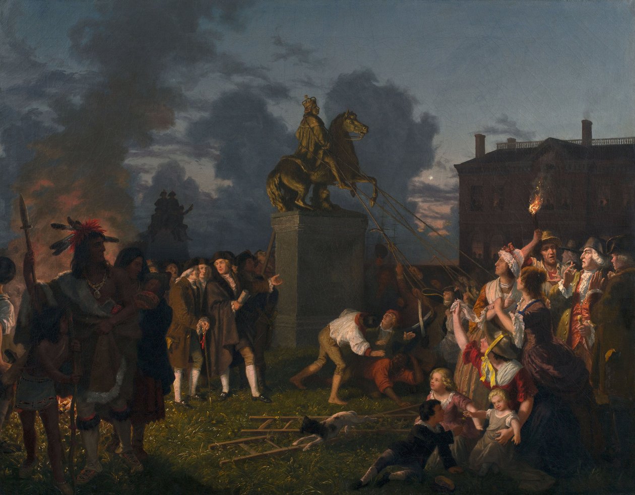 Pulling Down the Statue of King George III, N.Y.C. by Johannes Adam Simon Oertel