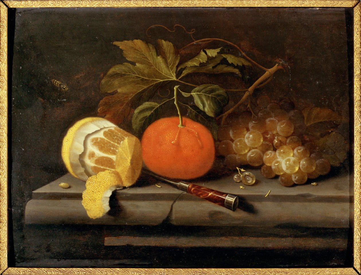 Still-life: Fruit on a Stone Table by Johannes Borman