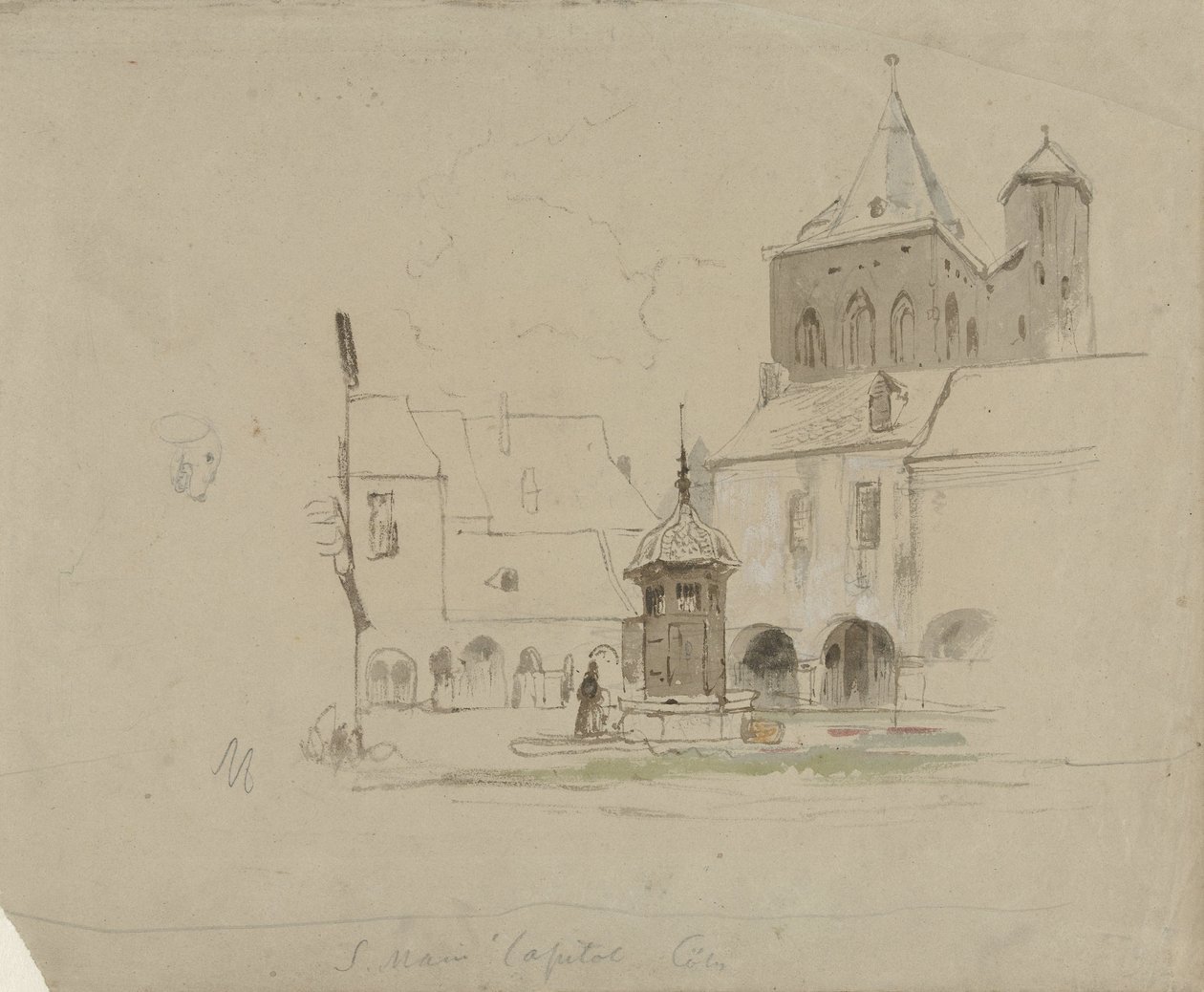Study of the Square at S. Maria im Kapitol in Cologne by Johannes Bosboom
