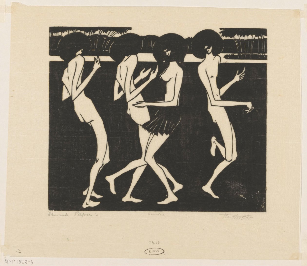 Dancing Papuans by Johannes Frederik Engelbert ten Klooster (signed by artist)