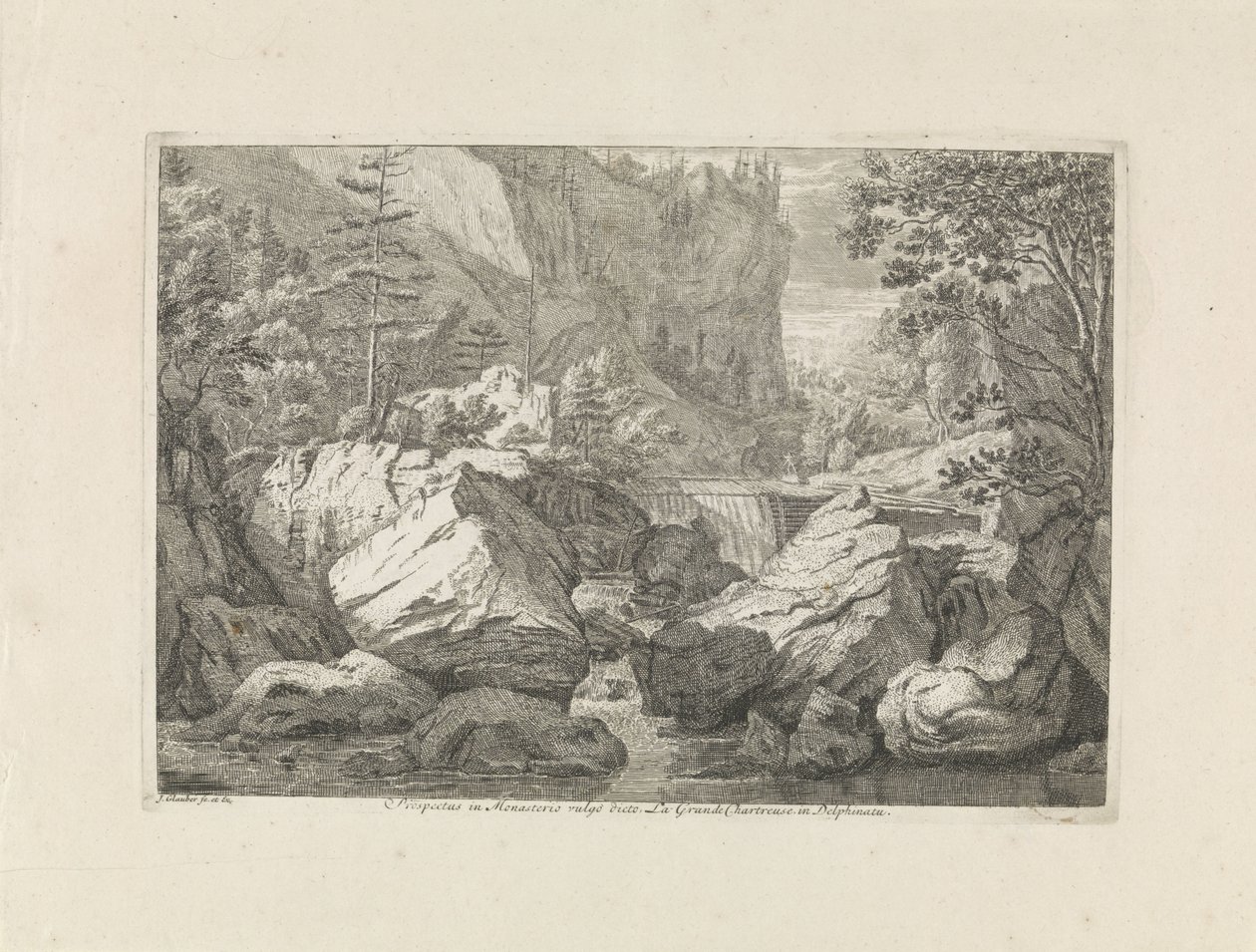 View of a Waterfall (Landscapes in the Chartreuse Mountains) by Johannes Glauber
