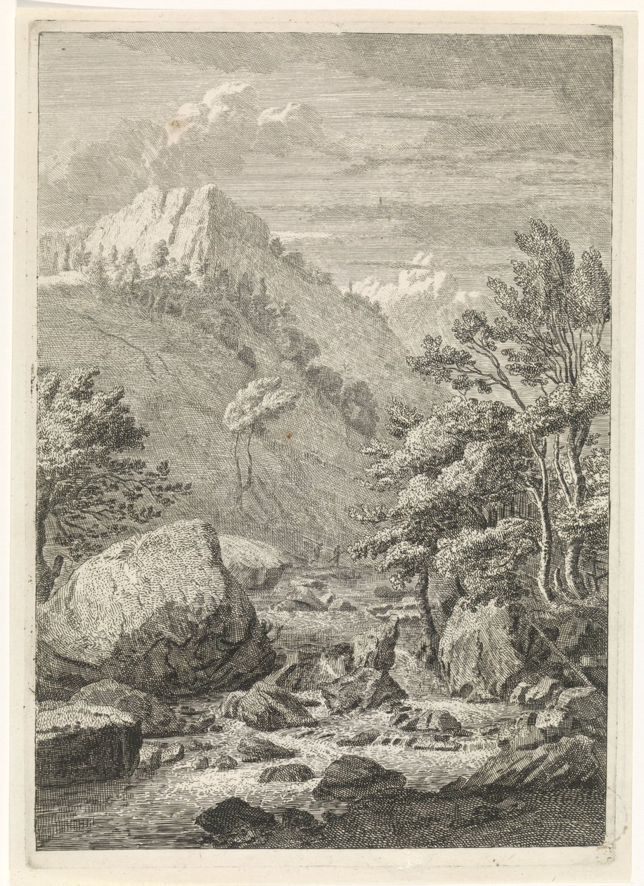 Ravine with a Broad Waterfall (Landscapes in the Chartreuse Mountains) by Johannes Glauber