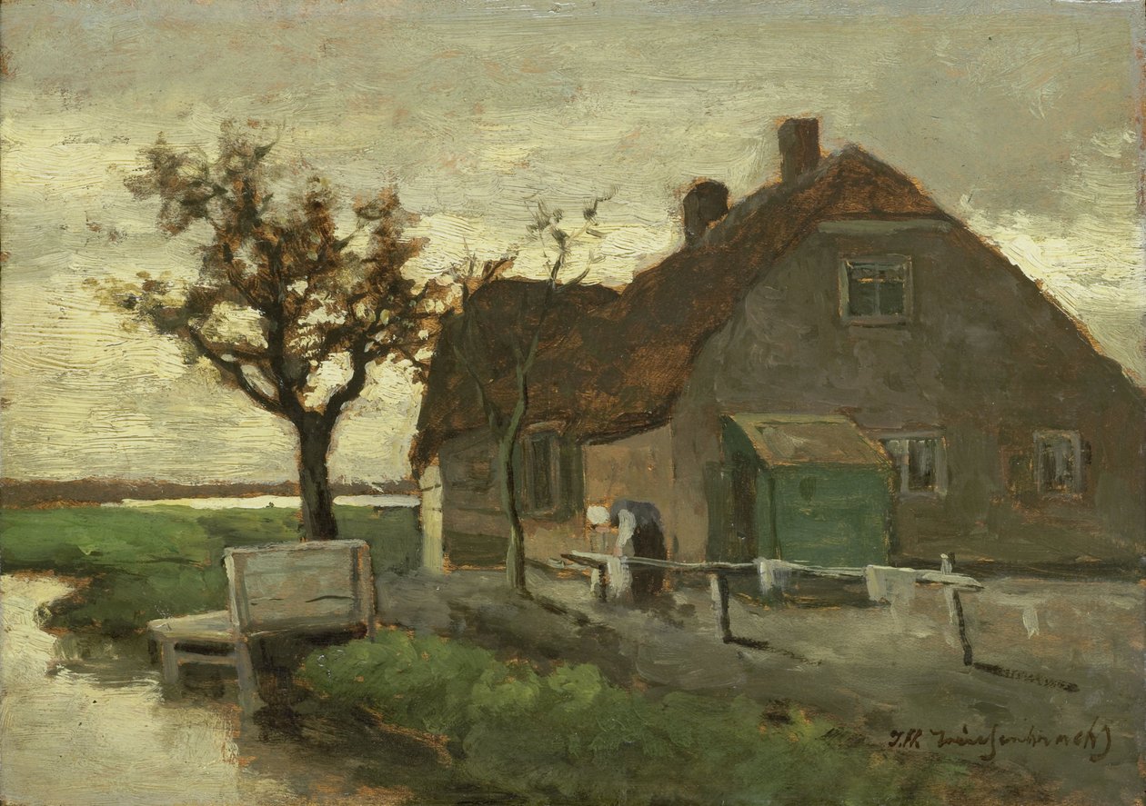 Farmhouse on a Canal by Johannes Hendrik Weissenbruch