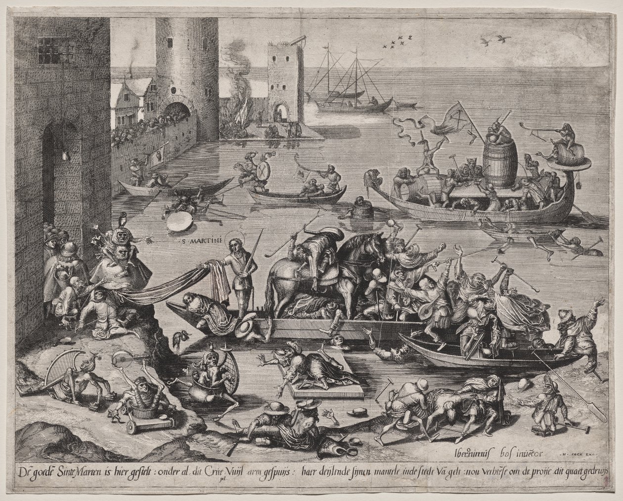 Saint Martin with his Horse on a Ship by Johannes I van Doetecum (d. 1605)
