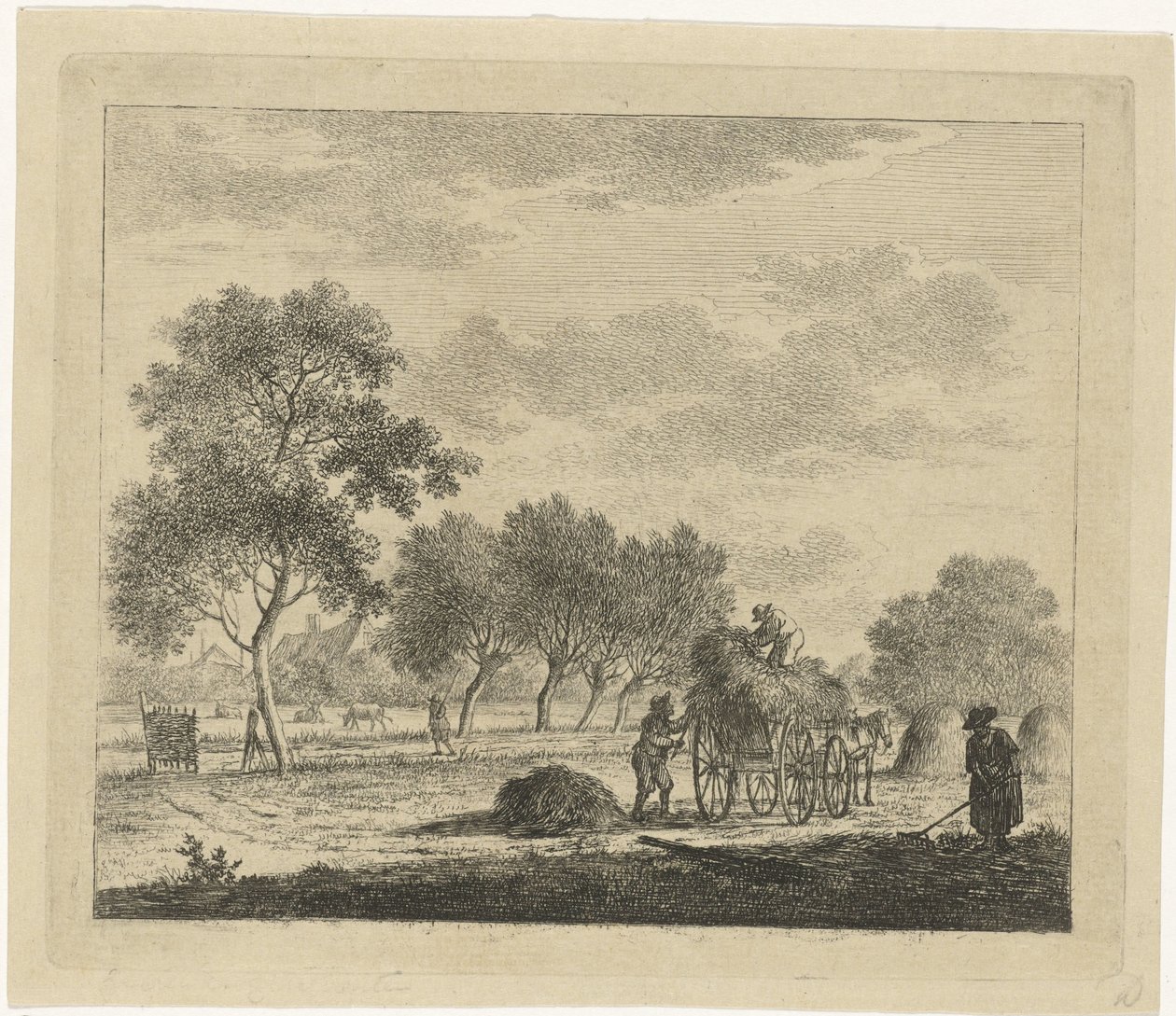 Landscape with Hay Wagon (July) (The Twelve Months) by Johannes Janson