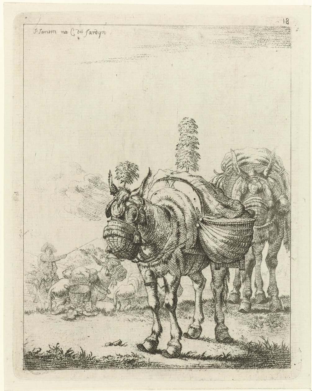 Two Packed Mules by Johannes Janson