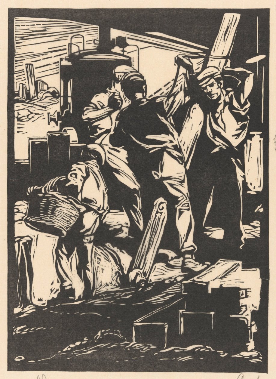 Four Dike Workers by Johannes Josephus Aarts (signed by artist)