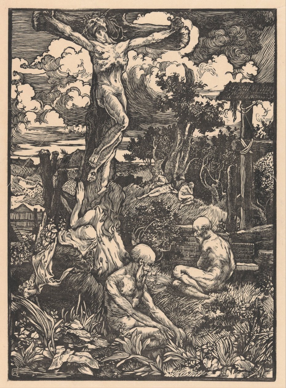 Crucified Man in a Hilly Landscape by Johannes Josephus Aarts
