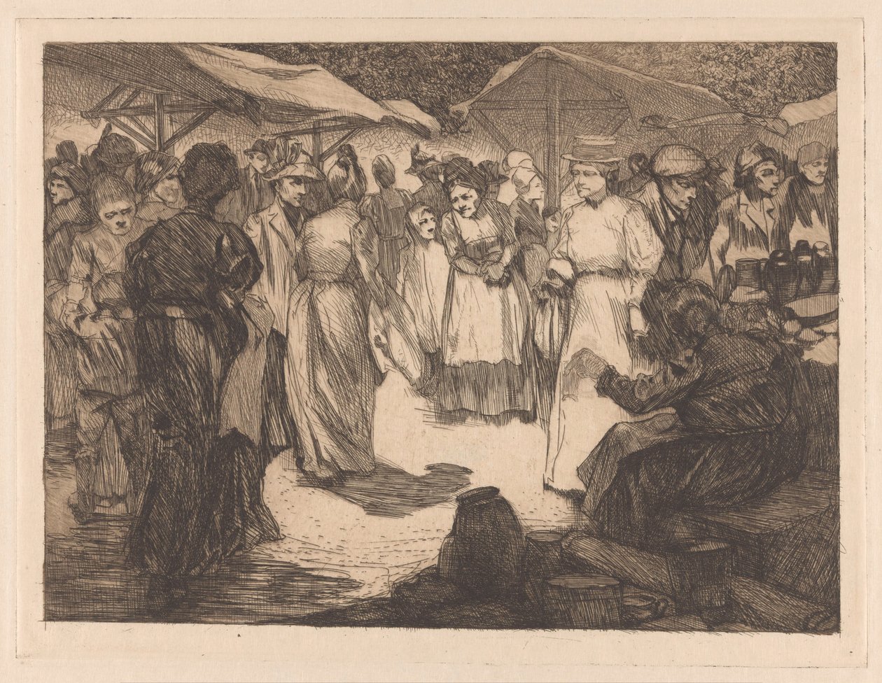 Market Scene with Men and Women by Johannes Josephus Aarts