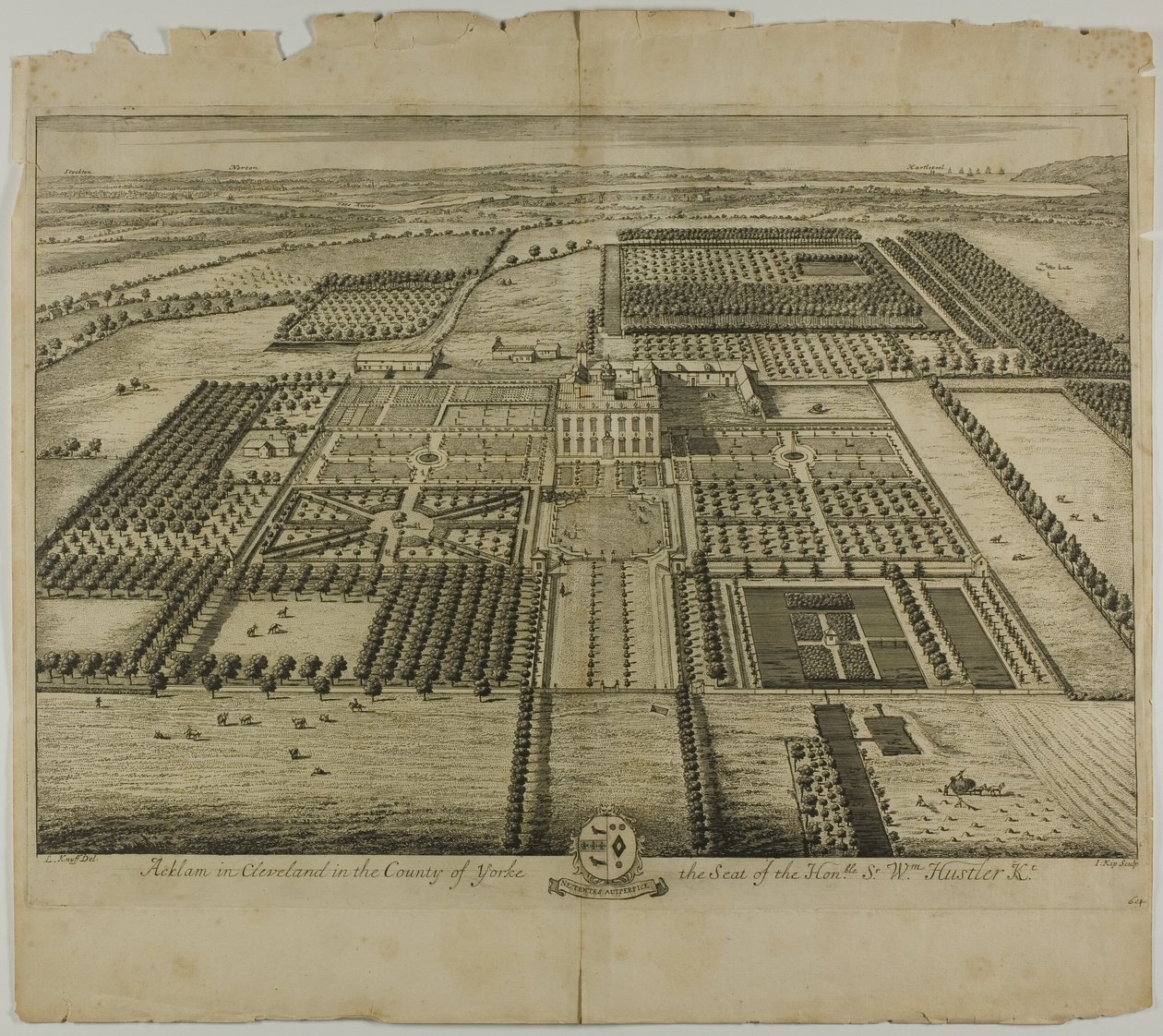 Acklam in Cleveland in the County of Yorke, plate 64 from Britannia Illustrata by Johannes Kip