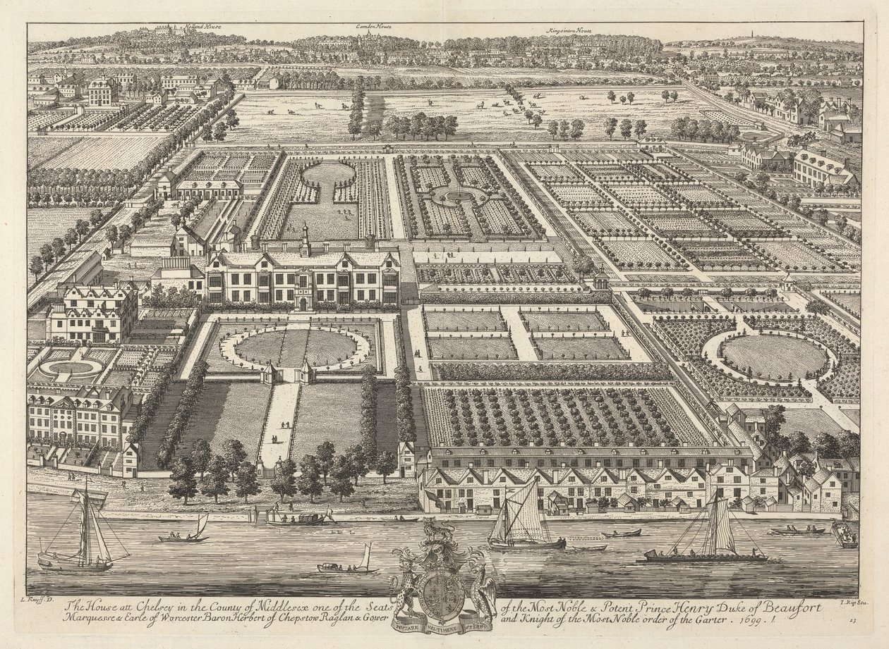 View of Beaufort House and Chelsea 1699 by Johannes Kip