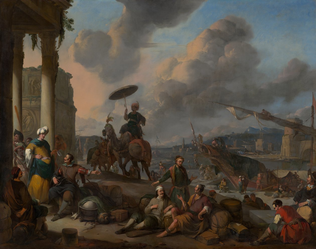 Harbour on the Mediterranean by Johannes Lingelbach