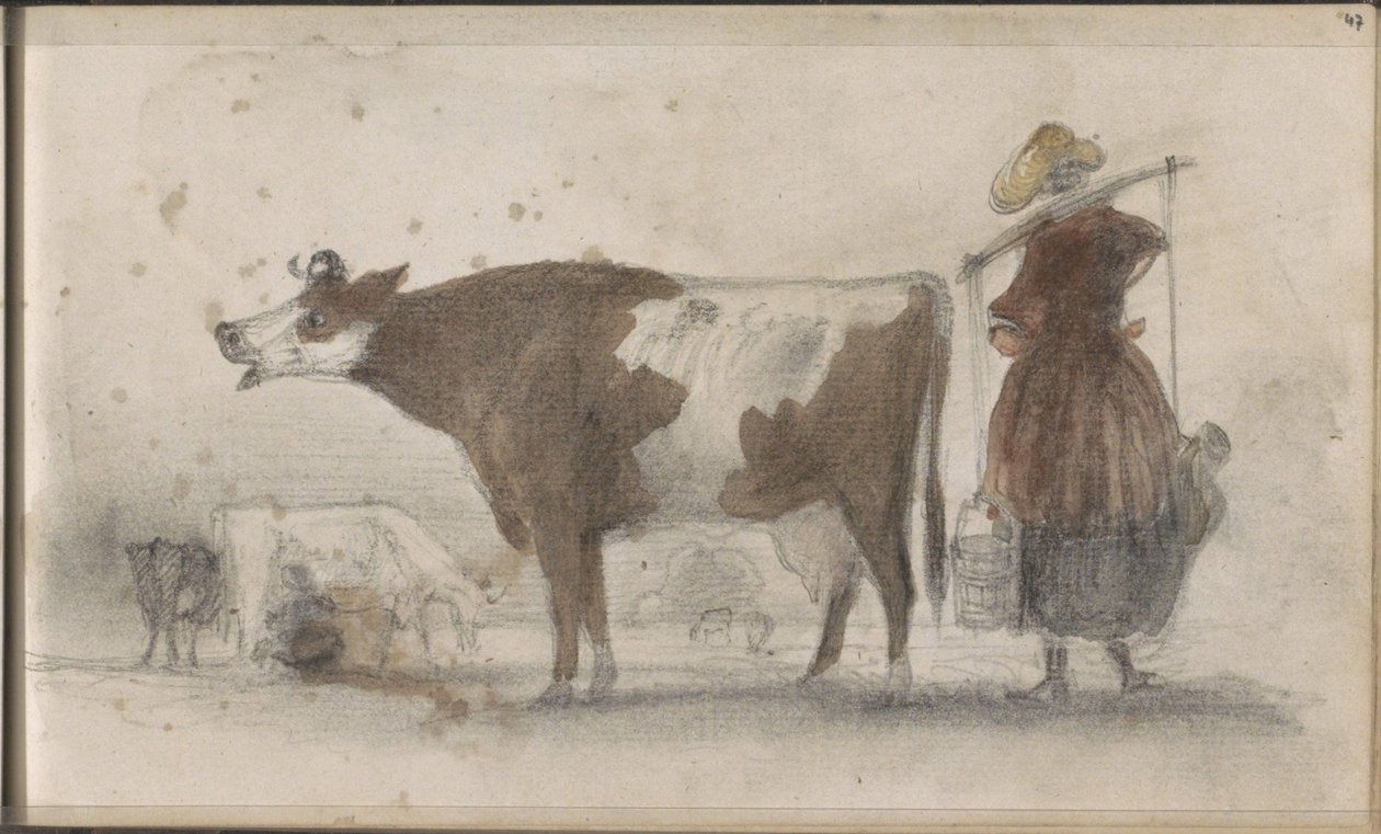 Meadow with Cows and a Farmer