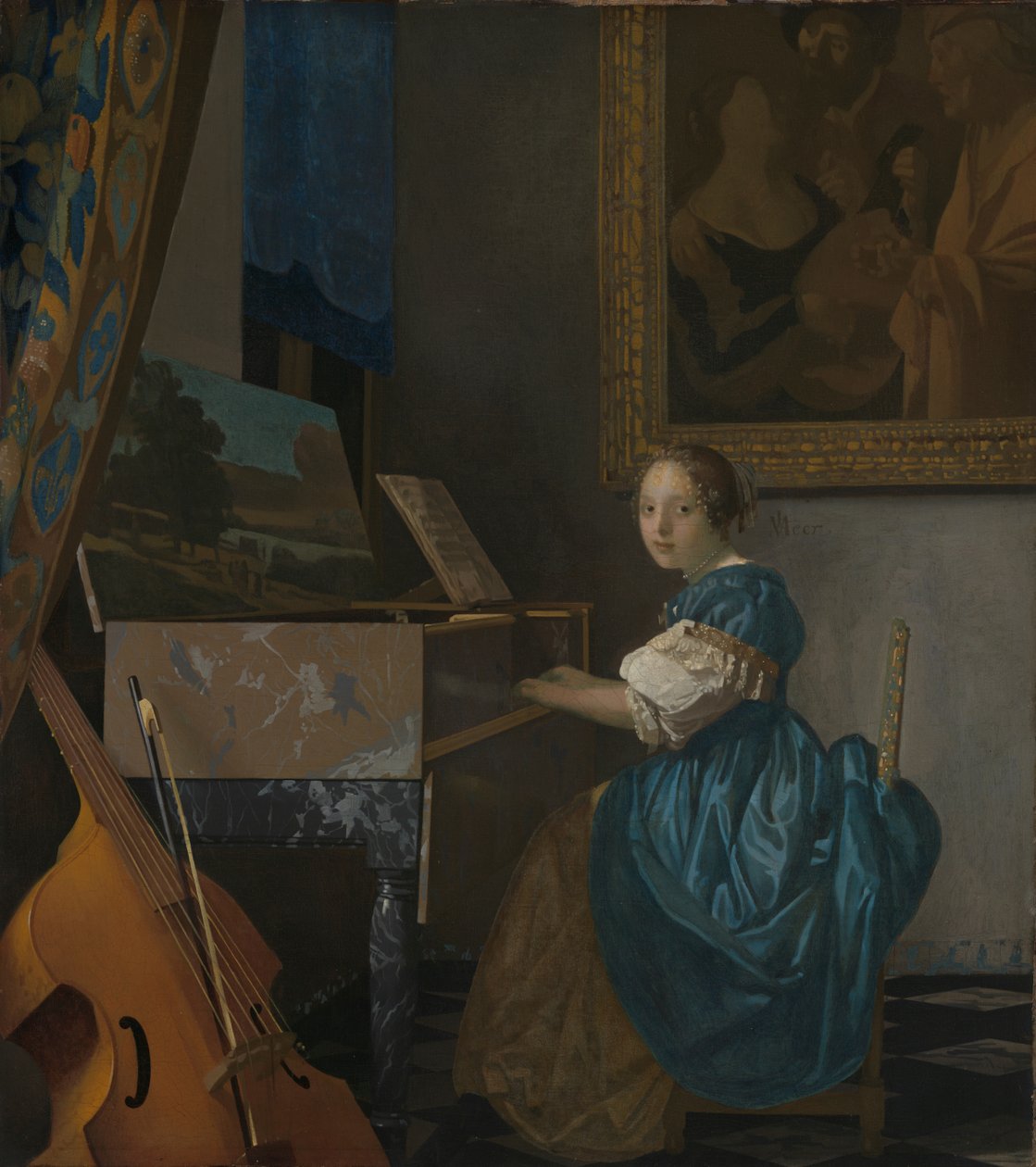 A Young Woman Seated at a Virginal by Johannes Vermeer