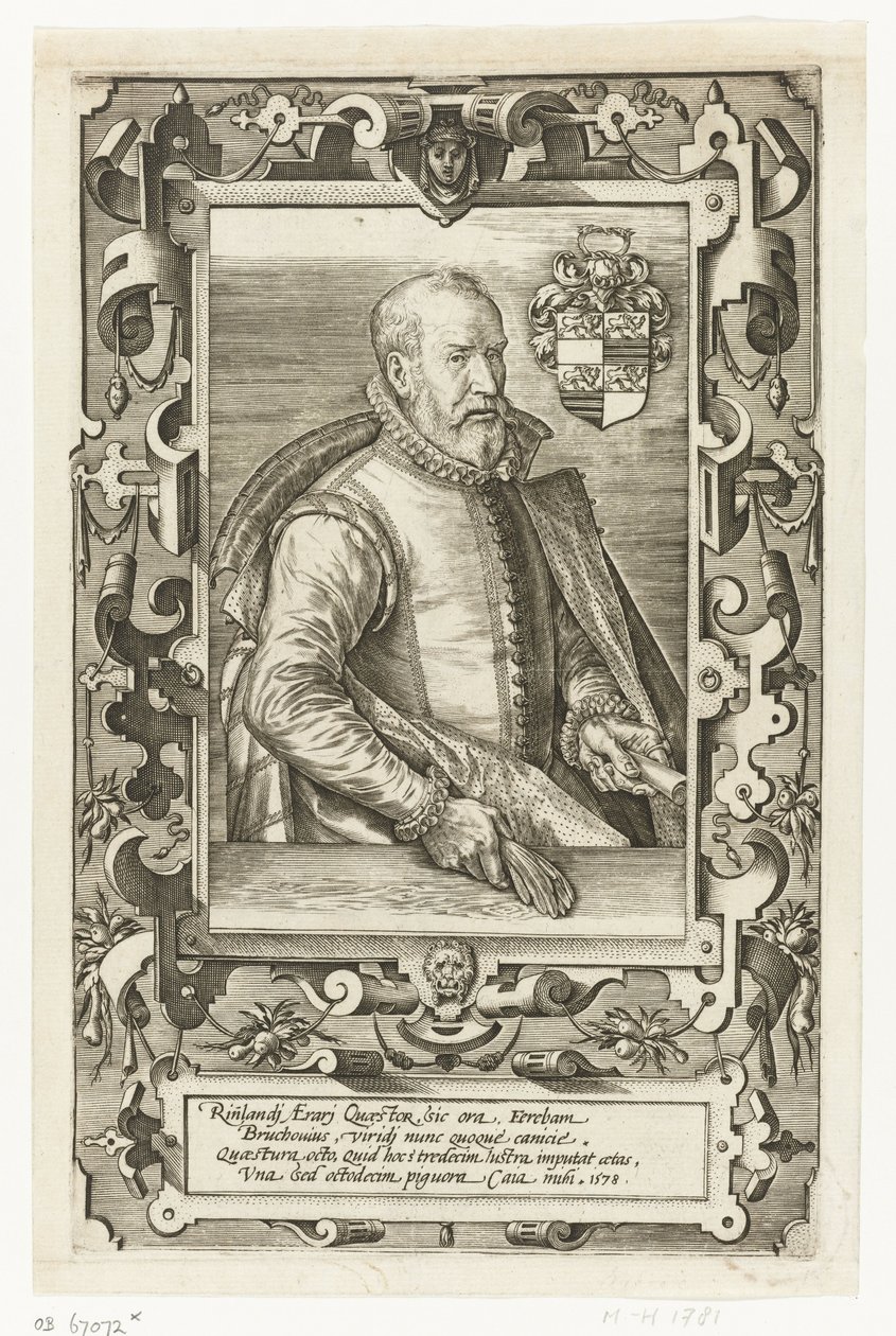 Portrait of Jan van Brouckhoven, Steward of Rijnland by Johannes Wierix (attributed to)