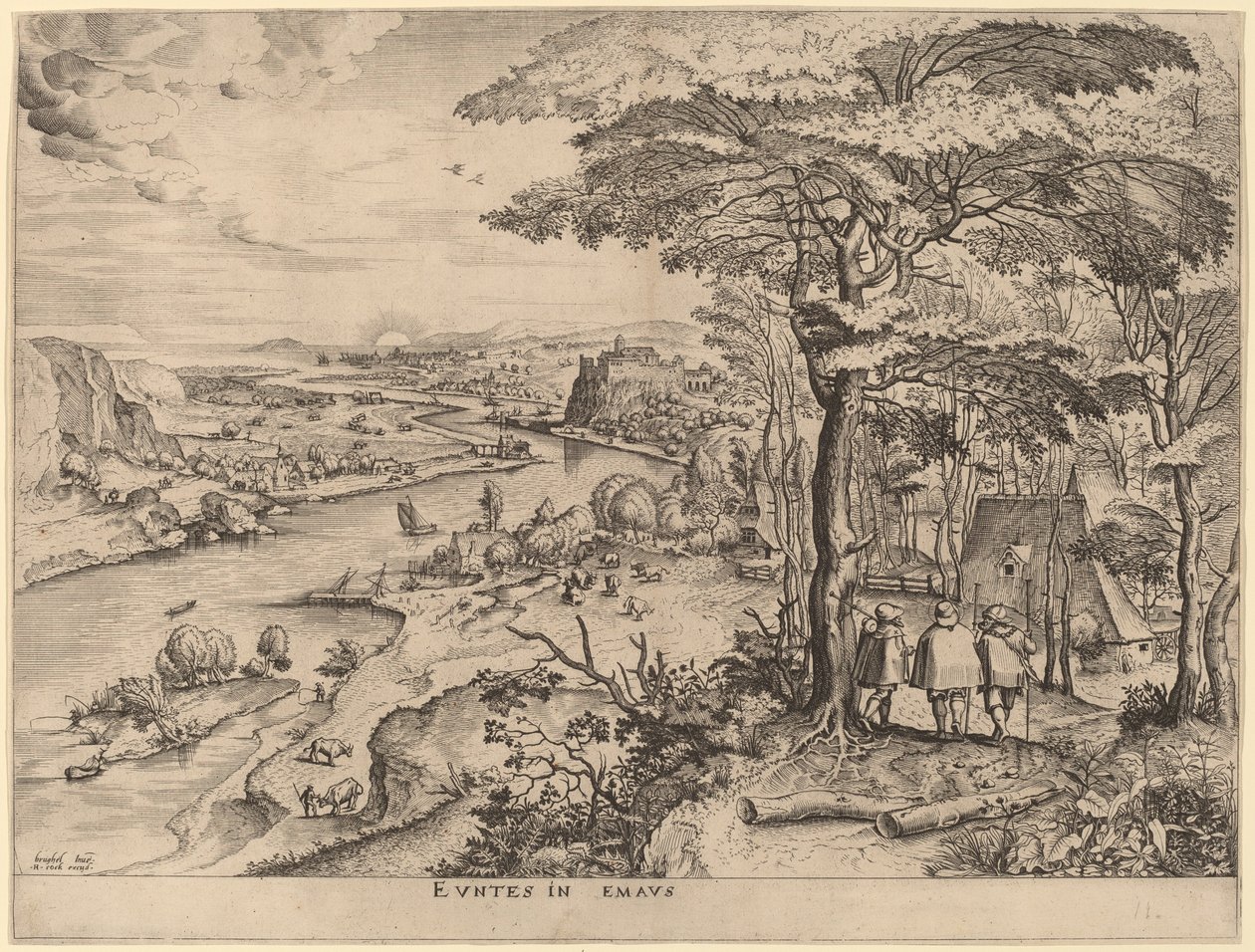The Pilgrims to Emmaus by Johannes and Lucas van Doetechum after Pieter Bruegel the Elder