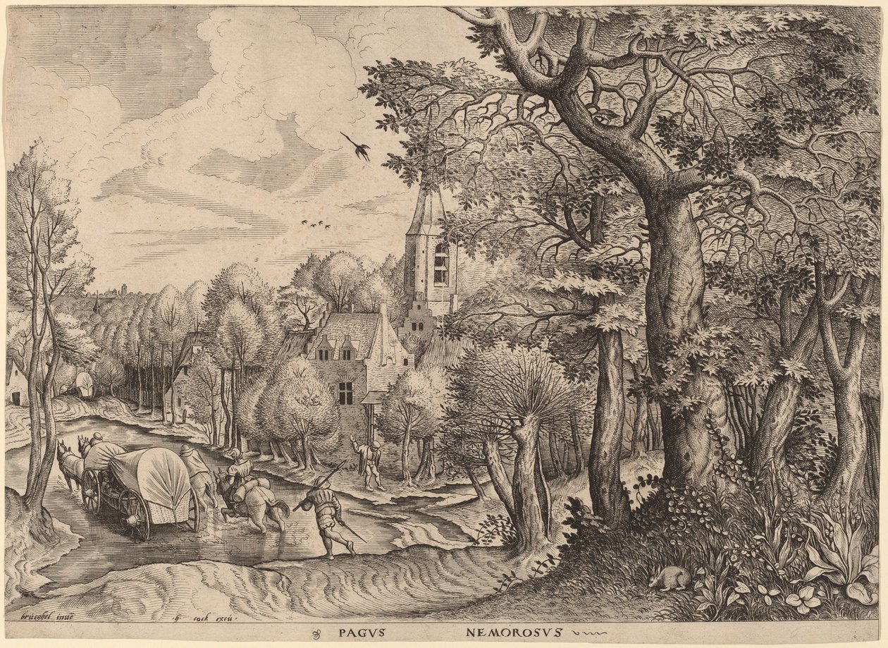 Pagus Nemorosus (Wooded Village) by Johannes and Lucas van Doetechum after Pieter Bruegel the Elder
