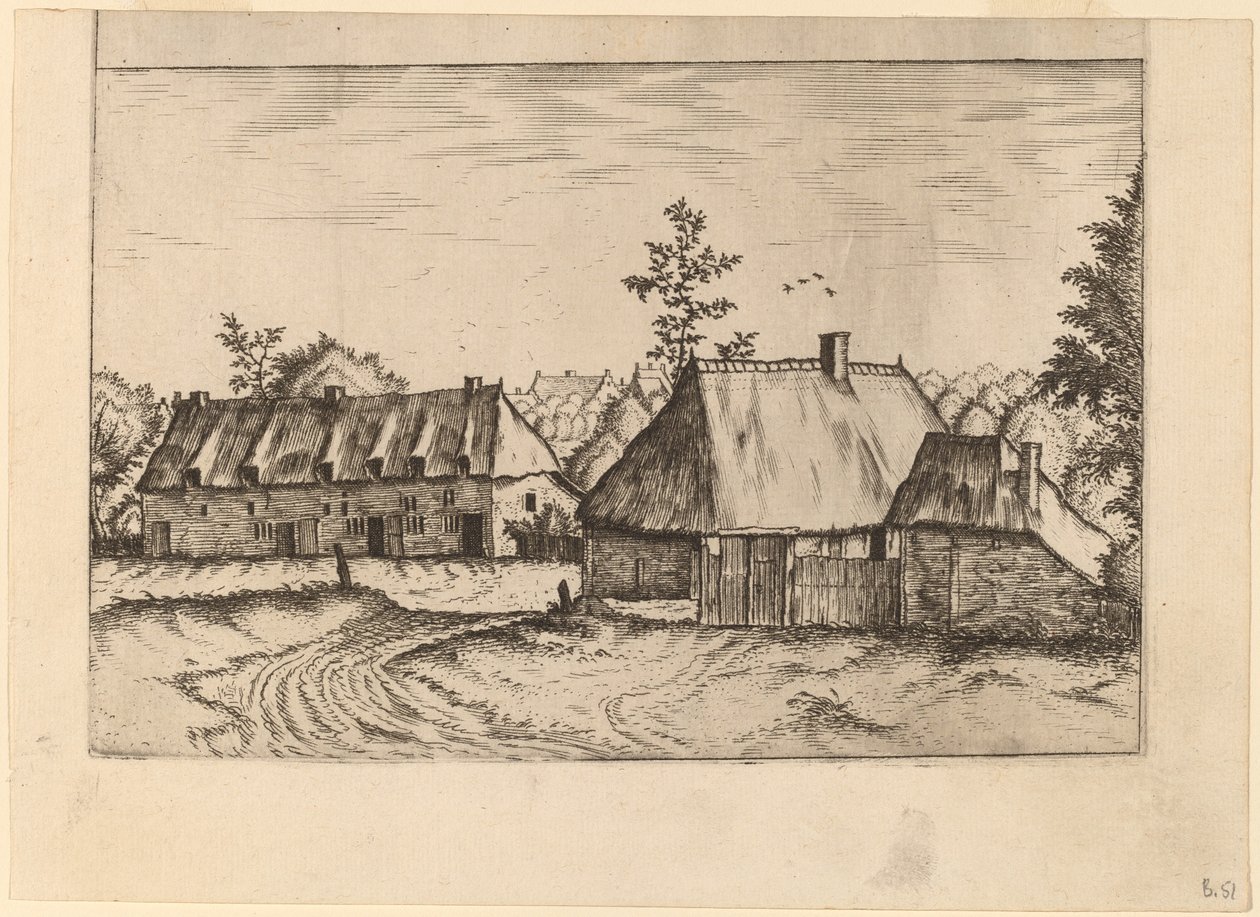 Farm and Row of Houses by Johannes van Doetechum, the Elder and Lucas