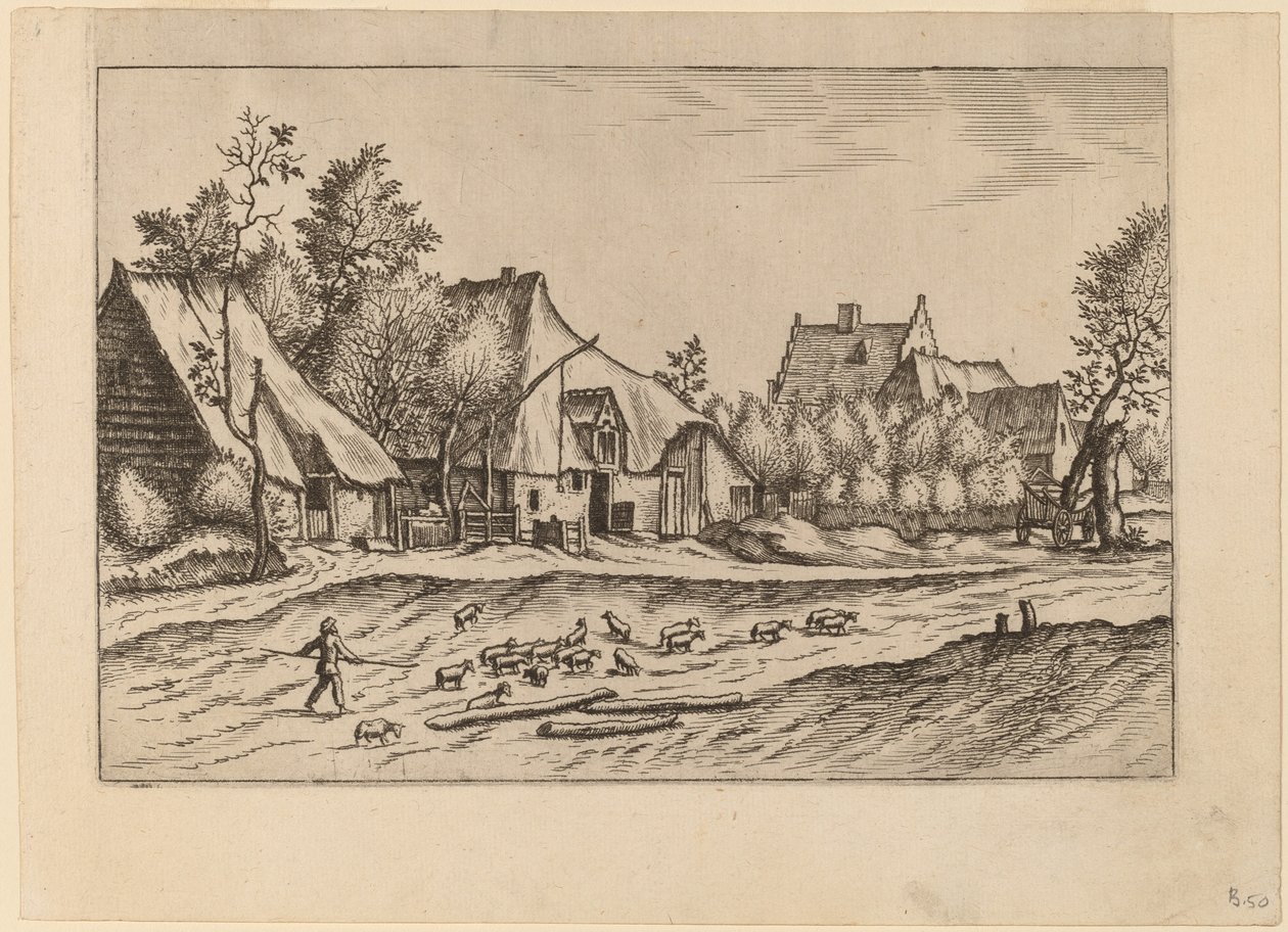 Farms in a Village by Johannes van Doetechum, the Elder and Lucas