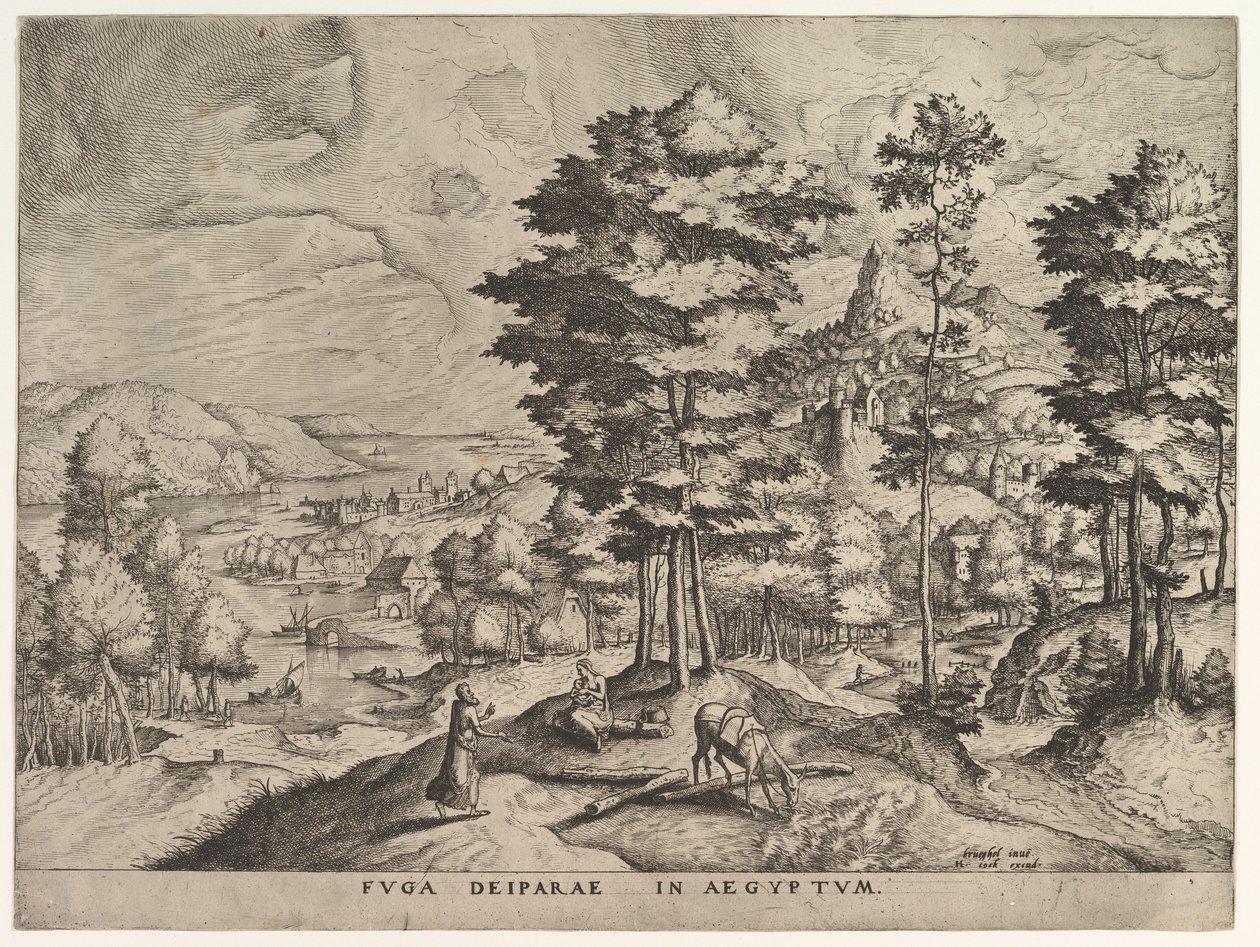 Flight into Egypt from The Large Landscapes, ca. 1555-56 by Johannes van Doetecum I
