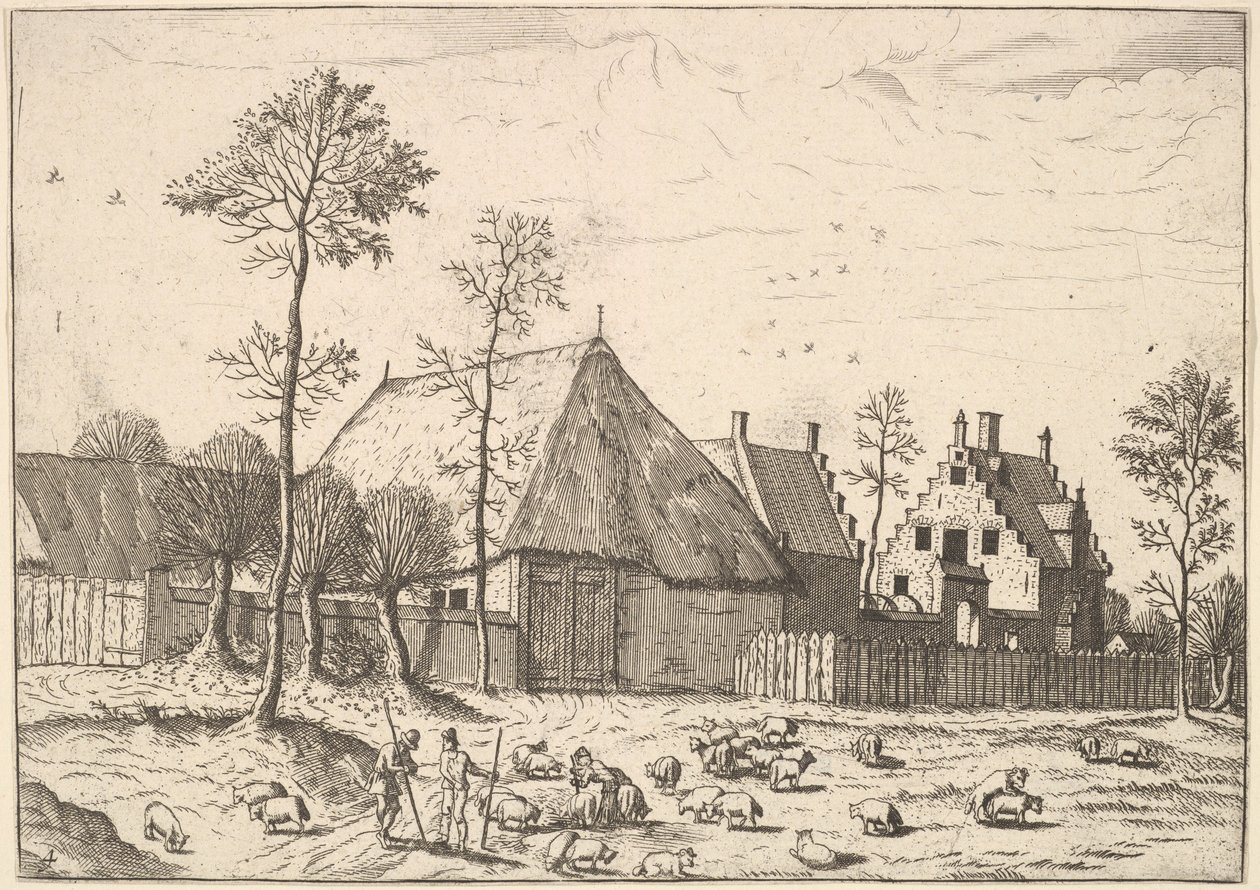 Shed with Cottage, from The Small Landscapes, 1559-61 by Johannes van Doetecum I