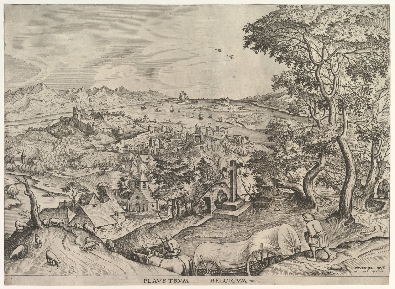 The Belgian Wagon Plaustrum Belgicum from The Large Landscapes, ca. 1555-56 by Johannes van Doetecum I