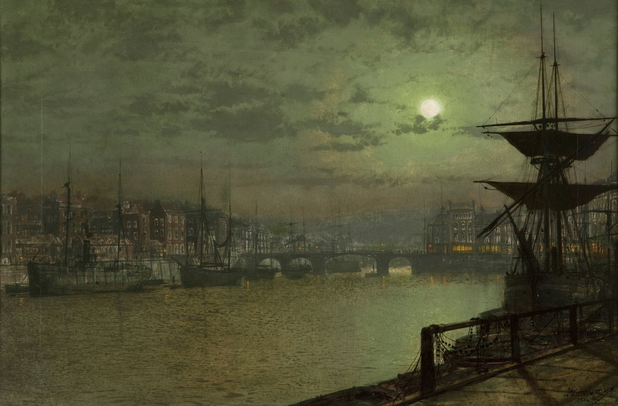 Baiting the Lines, Whitby by John Atkinson Grimshaw