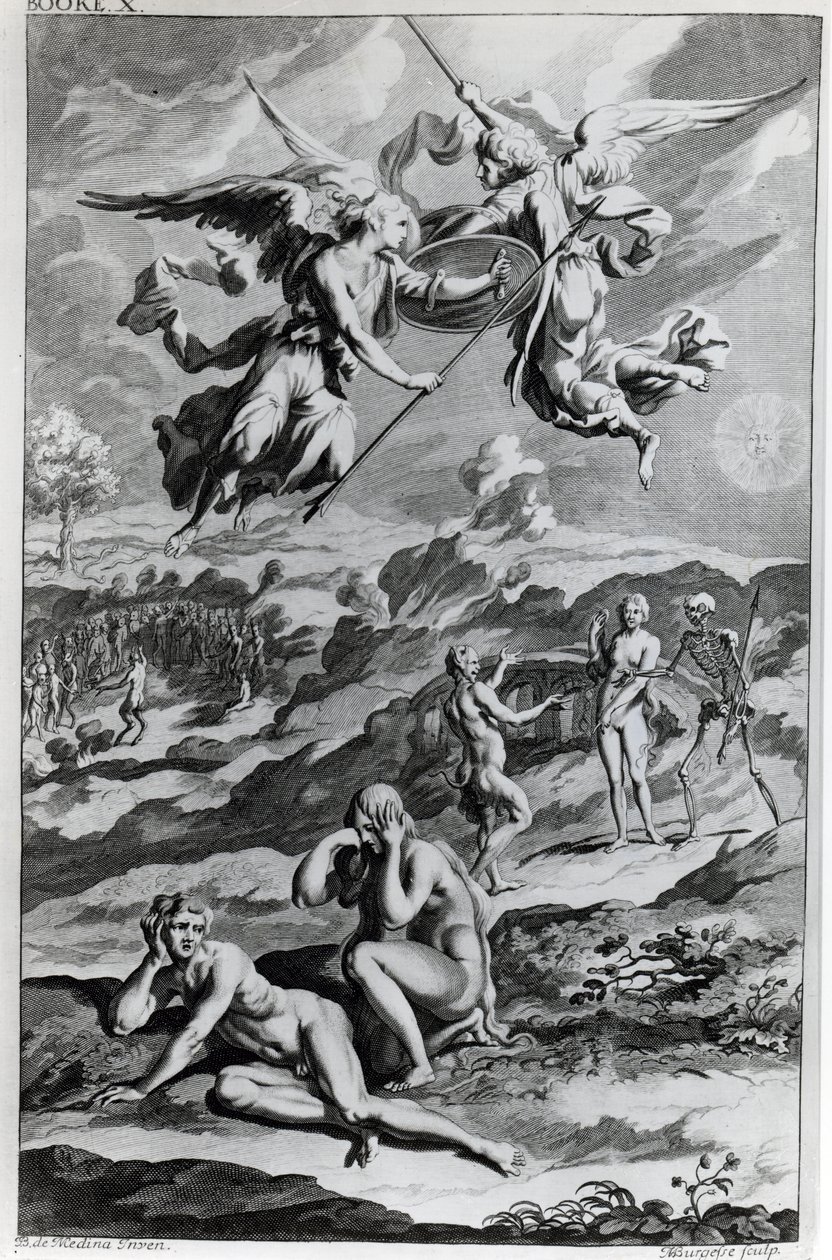 Adam and Eve after the Fall, illustration from John Milton's 'Paradise ...