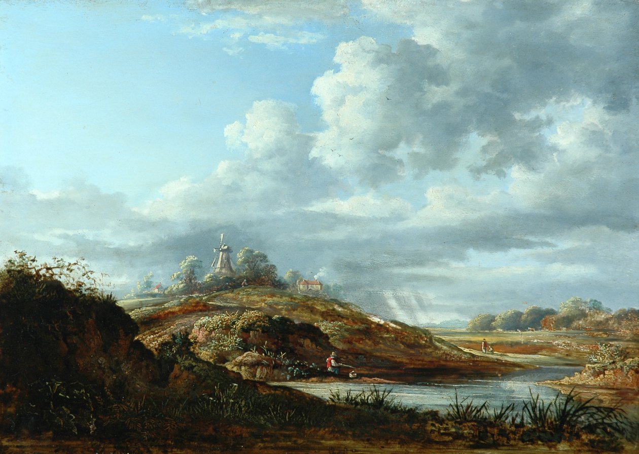 A Windmill above a River by John Constable: Fine art print