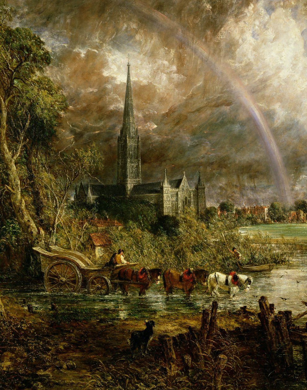 Salisbury Cathedral From the Meadows (detail) by John Constable