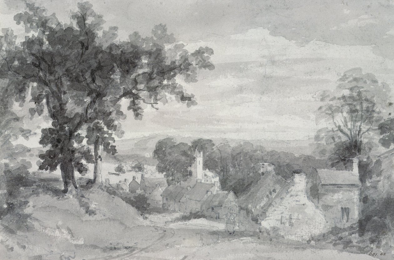 The Entrance to the Village of Edensor by John Constable