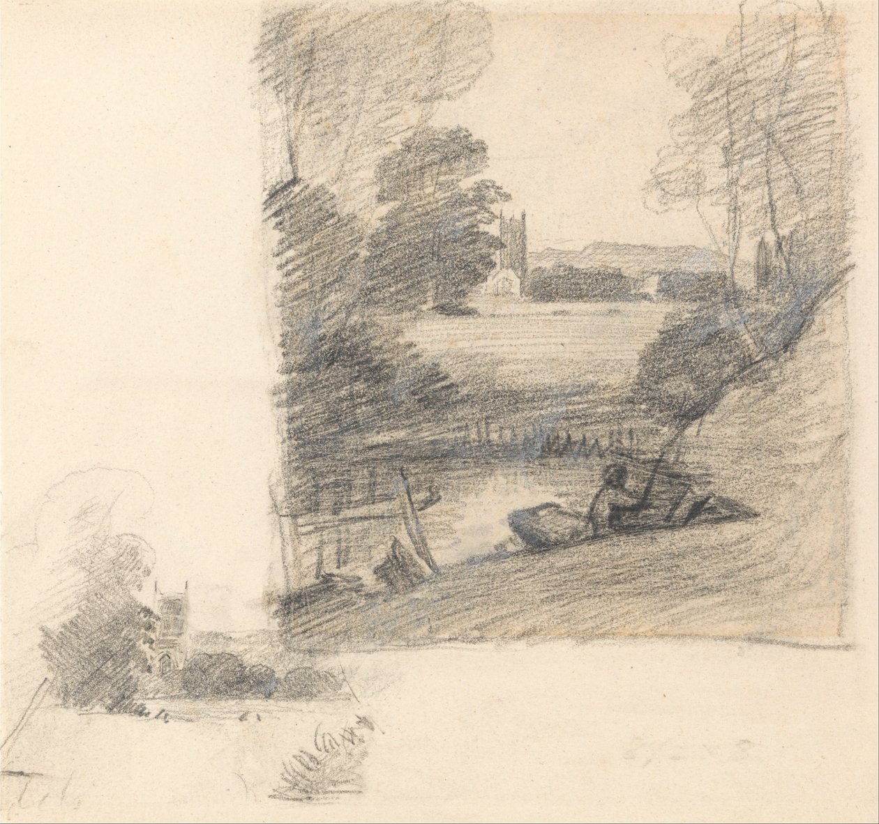 Two Studies of Dedham Church from the East by John Constable