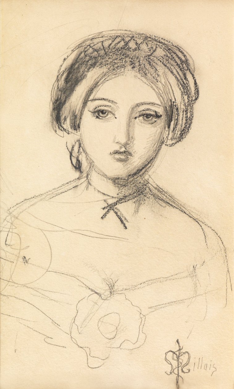 An English Beauty in the Manner of John Leech, c.1853 by John Everett Millais