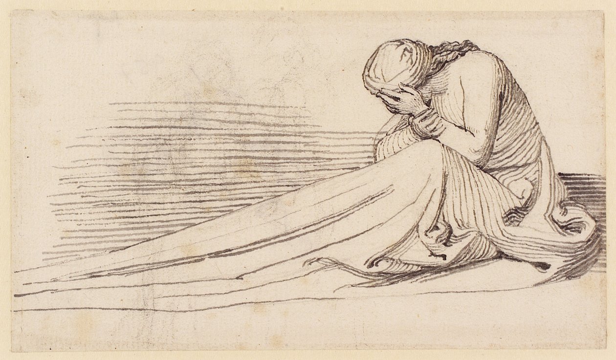 A Seated Female Figure in Long Drapery, Mourning by John Flaxman
